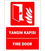 Yangın Kapısı Levhası: Türkçe İngilizce, ISO 7010, Fire Door