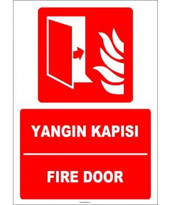 Yangın Kapısı Levhası: Türkçe İngilizce, ISO 7010, Fire Door