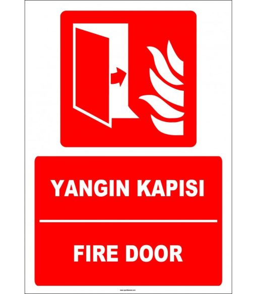Yangın Kapısı Levhası: Türkçe İngilizce, ISO 7010, Fire Door