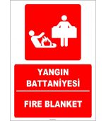 Türkçe İngilizce Yangın Battaniyesi | Acil Durum Fire Blanket Levhası