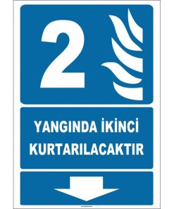 Yangında İkinci Kurtarılacaktır Levhası - Acil Güvenlik İşareti