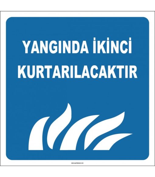 Yangında İkinci Kurtarılacaklar İçin Acil Güvenlik Levhası