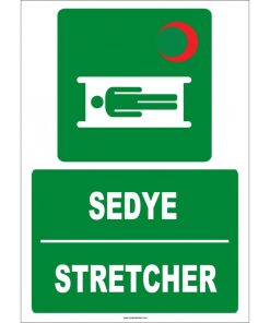 Türkçe İngilizce Sedye Stretcher ISO 7010 Levhası