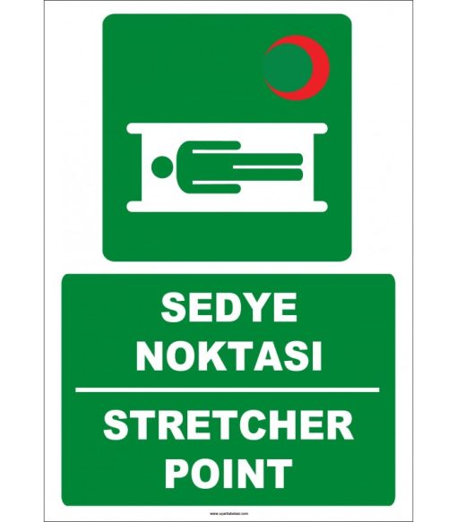 Türkçe İngilizce Sedye Noktası İşareti (ISO 7010 Stretcher Point)