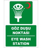 ISO 7010 Türkçe İngilizce Göz Duşu Noktası / Eye Wash Station Levhası