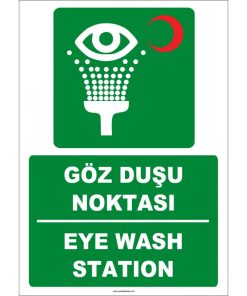 ISO 7010 Türkçe İngilizce Göz Duşu Noktası / Eye Wash Station Levhası