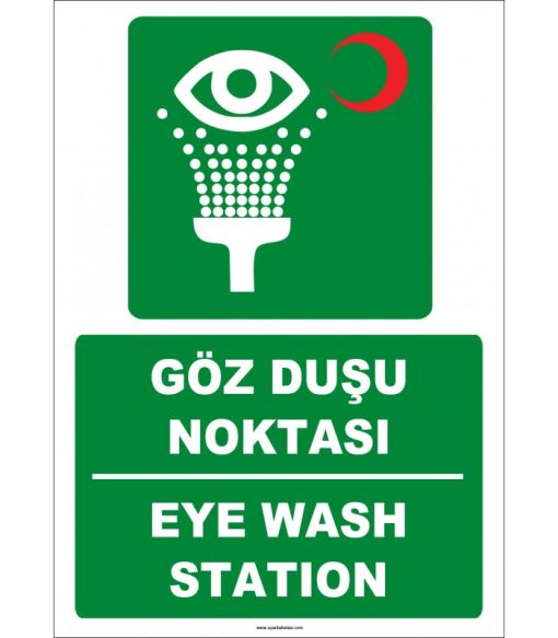 ISO 7010 Türkçe İngilizce Göz Duşu Noktası / Eye Wash Station Levhası