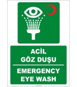 Türkçe İngilizce Acil Göz Duşu / Emergency Eye Wash (ISO 7010)