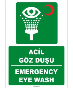 Türkçe İngilizce Acil Göz Duşu / Emergency Eye Wash (ISO 7010)