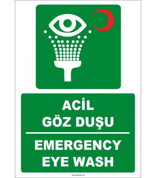 Türkçe İngilizce Acil Göz Duşu / Emergency Eye Wash (ISO 7010)