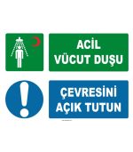 Acil Vücut Duşu Levhası ISO 7010 - Çevresi Açık Tutulmalı