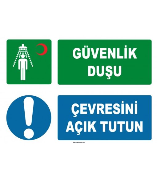 ISO 7010 Güvenlik Duşu Levhası: Çevresini Açık Tutun Uyarısı