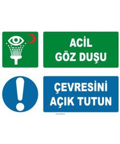 ISO 7010 Acil Göz Duşu Levhası - Çevresini Açık Tutun