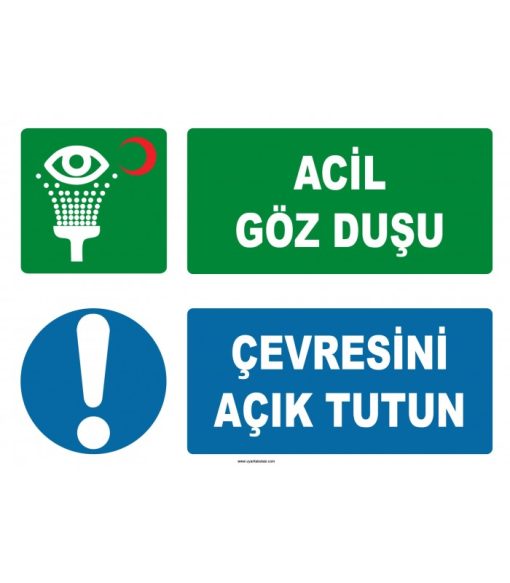 ISO 7010 Acil Göz Duşu Levhası - Çevresini Açık Tutun