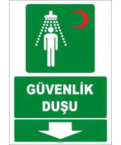 ISO 7010 Güvenlik Duşu Levhası - Aşağı Yönlendirmeli Etiket