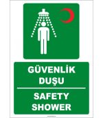 Türkçe İngilizce Güvenlik Duşu Levhası - ISO 7010 Safety Shower
