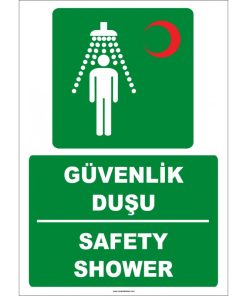 Türkçe İngilizce Güvenlik Duşu Levhası - ISO 7010 Safety Shower
