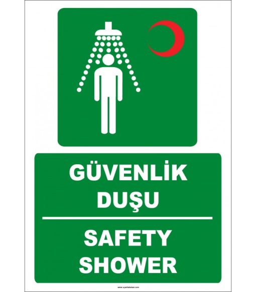 Türkçe İngilizce Güvenlik Duşu Levhası - ISO 7010 Safety Shower