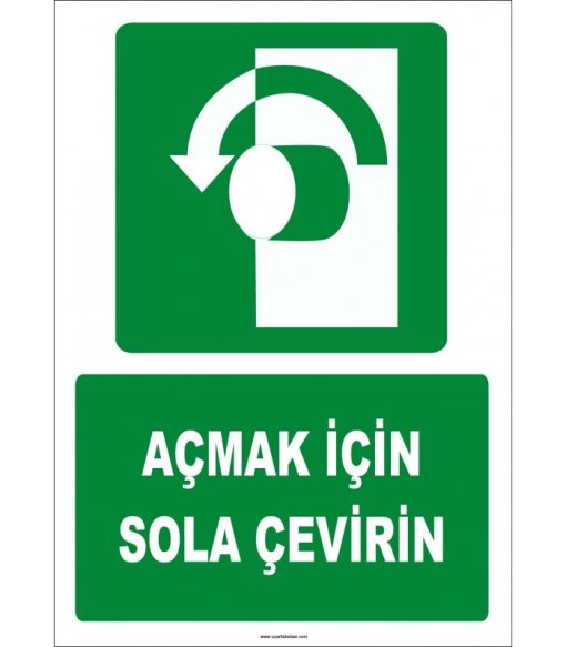 ISO 7010 Açmak İçin Sola Çevirin İşareti