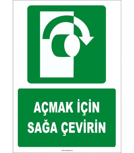 ISO 7010 Sağa Çevirin Acil Çıkış Levhası