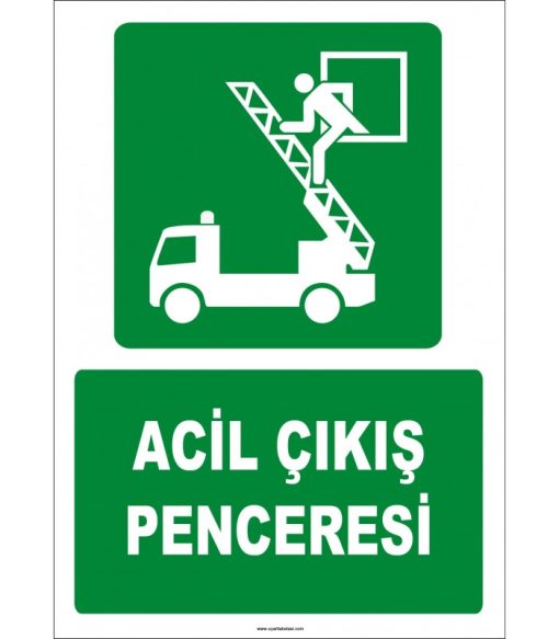 Acil Çıkış Penceresi, İtfaiye Merdivenine Çıkış Levhası
