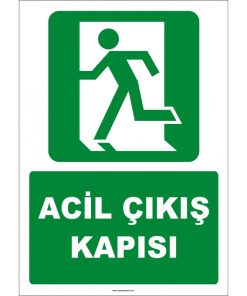 ISO 7010 Acil Çıkış Kapısı Levhası: Sola Koşan Yönlendirme