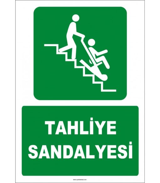 Tahliye Sandalyesi: Türkçe İngilizce Evacuation Chair Levhası