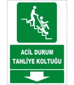 ISO 7010 Acil Durum Tahliye Koltuğu Levhası (Aşağı Yön)