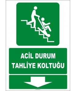ISO 7010 Acil Durum Tahliye Koltuğu Levhası (Aşağı Yön)
