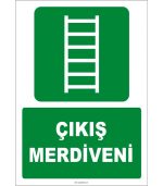 ISO 7010 Onaylı Çıkış Merdiveni İşareti - Acil Durum Levhası