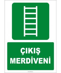 ISO 7010 Onaylı Çıkış Merdiveni İşareti - Acil Durum Levhası