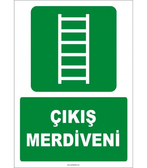 ISO 7010 Onaylı Çıkış Merdiveni İşareti - Acil Durum Levhası