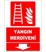 ISO 7010 Yangın Merdiveni Levhası - Güvenli Çıkış (Aşağıda)
