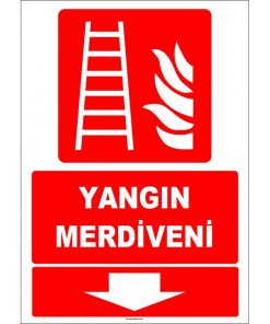 ISO 7010 Yangın Merdiveni Levhası - Güvenli Çıkış (Aşağıda)
