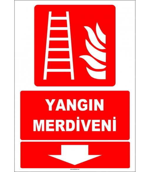 ISO 7010 Yangın Merdiveni Levhası - Güvenli Çıkış (Aşağıda)