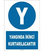 Yangında İkinci Kurtarılacaklar İşareti Levhası Etiketi