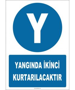 Yangında İkinci Kurtarılacaklar İşareti Levhası Etiketi