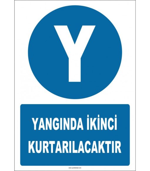 Yangında İkinci Kurtarılacaklar İşareti Levhası Etiketi