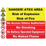 İngilizce Danger! ATEX Area Levhası: Güvenlik Uyarı Tabelası