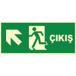Fosforlu Acil Çıkış Levhası: Sol Yukarı Yönlendirme, Hızlı Çıkış Etiketi