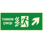 Fosforlu Yangın Çıkışı Levhası: Sağ Yukarı Yönlendirme Tabelası