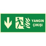 Fosforlu Yangın Çıkışı Levhası - Aşağı Yön Ok (Acil Durum)