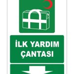 İlk Yardım Çantası Aşağıda İşareti - Güvenlik ve Acil Durum Levhası