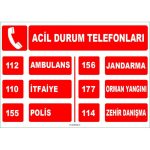 Acil Durum Telefonları Levhası, Güvenlik İşareti - Hızlı Kargo