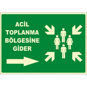 Acil Toplanma Bölgesine Gider, Sağ Yön Levhası - Güvenlik İşareti