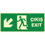 Fosforlu Acil Çıkış/Exit Levhası - Sol Aşağı Yönlendirme