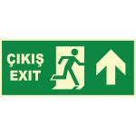 Fosforlu Acil Çıkış/Exit Levhası Sağ Yukarı Yönlendirmeli
