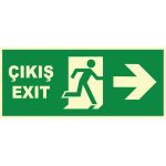 Fosforlu Acil Çıkış / Exit Levhası - Sağa Yönlendirme Tabelası