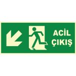 Fosforlu Acil Çıkış Levhası - Sol Aşağı Yönlendirme Tabelası