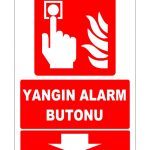 ISO 7010 Yangın Alarm Butonu Levhası - Aşağı Yön Güvenlik İşareti